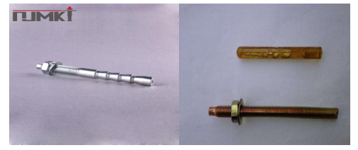 左圖（曼卡特倒錐形化學(xué)錨栓）右圖（普通化學(xué)錨栓）